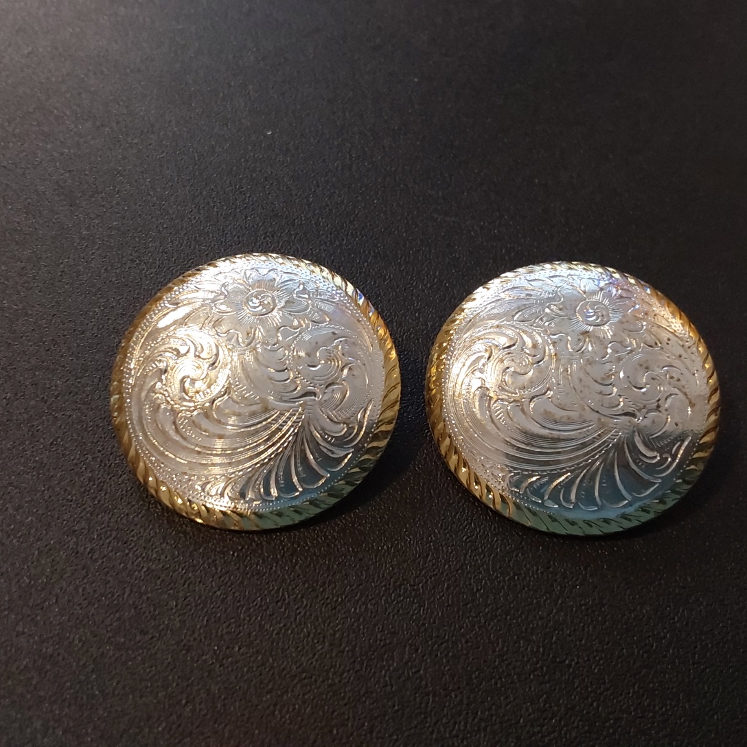 Silver Plated Round Etched Pierced Earrings